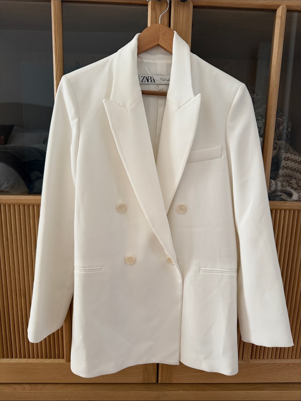 Zara Cream Double-Breasted Women's Blazer